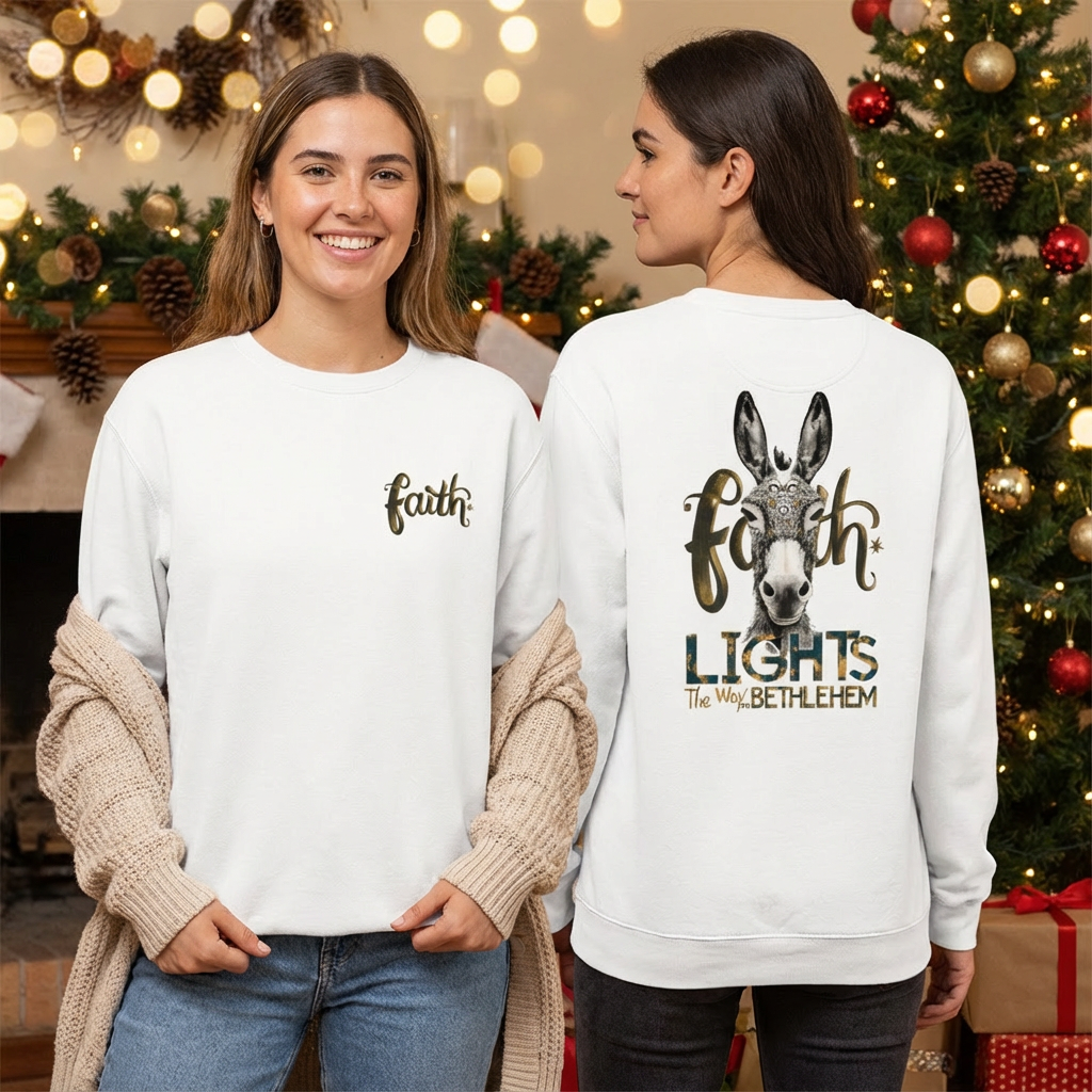 Faith Lights the Way, Jesus Unisex garment-dyed sweatshirt