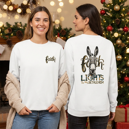 Faith Lights the Way, Jesus Unisex garment-dyed sweatshirt