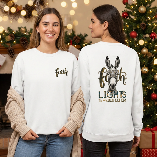 Faith Lights the Way, Jesus Unisex garment-dyed sweatshirt