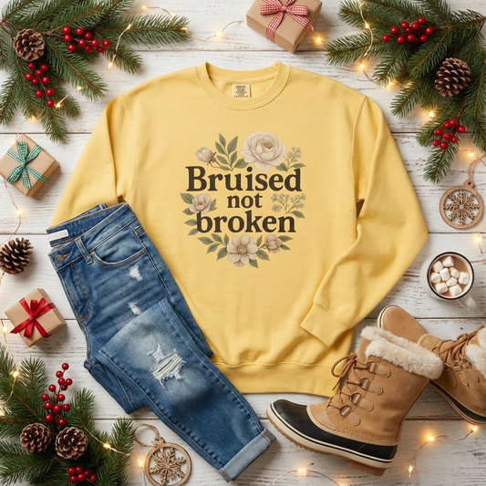 Bruised Not Broken Unisex garment-dyed fleece crewneck sweatshirt