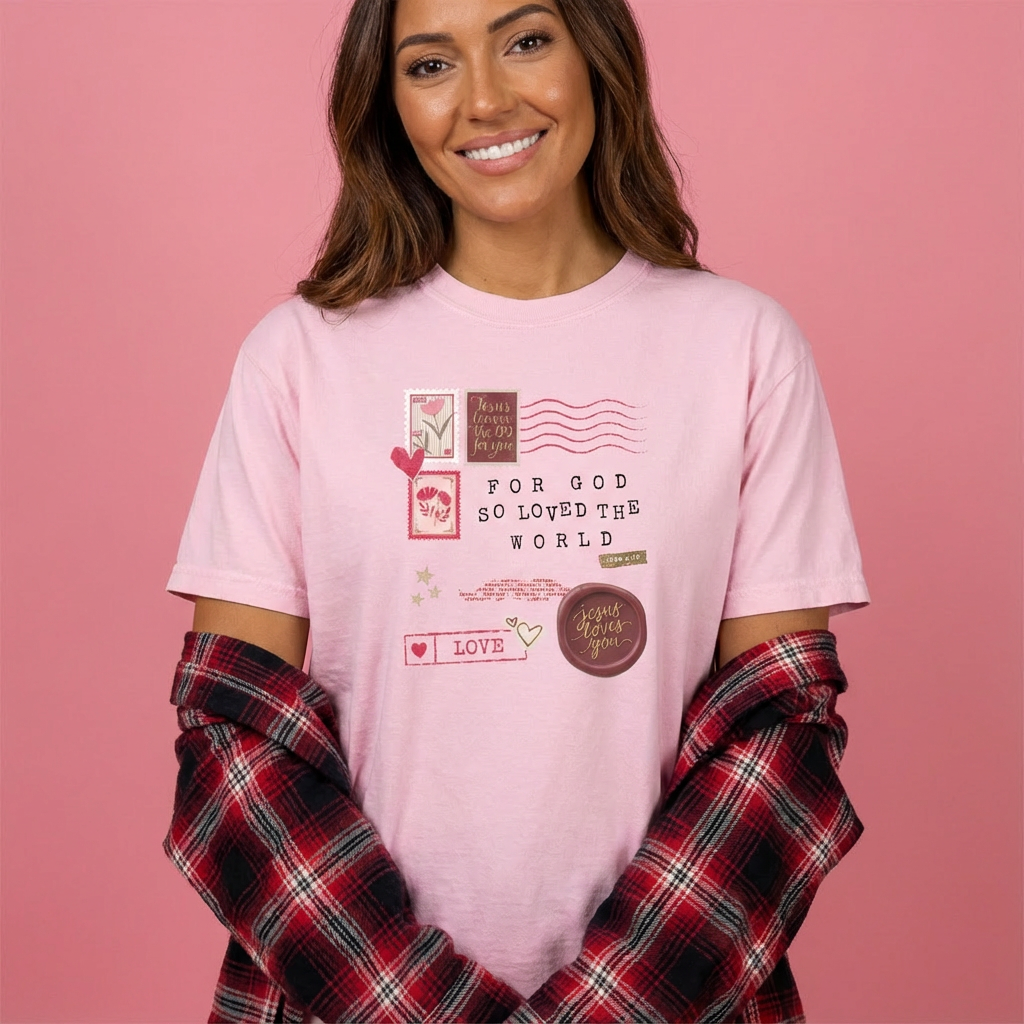 For God So Loved the World Postage Unisex garment-dyed heavyweight t-shirt