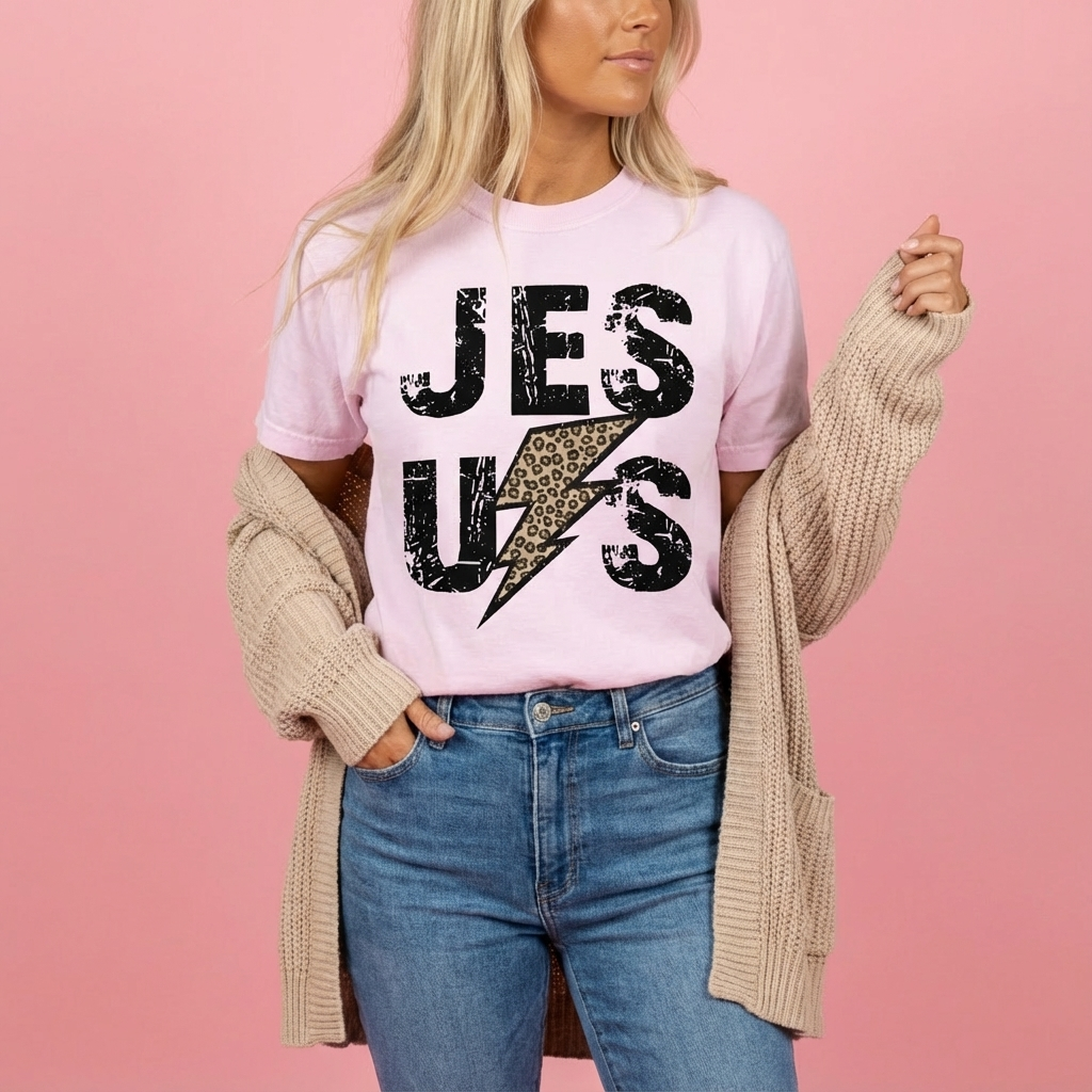 Jesus Leopard Women’s heavyweight boxy tee