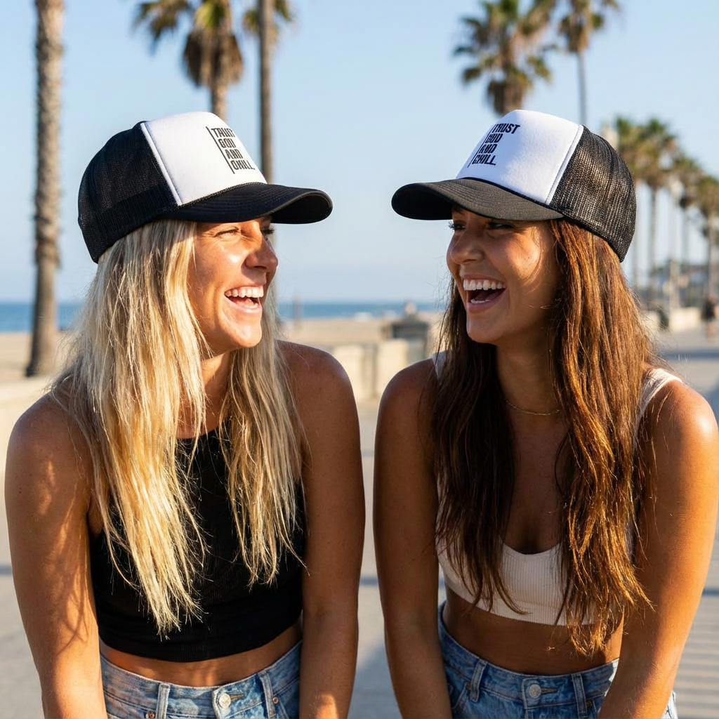 Trust God And Chill Foam trucker hat