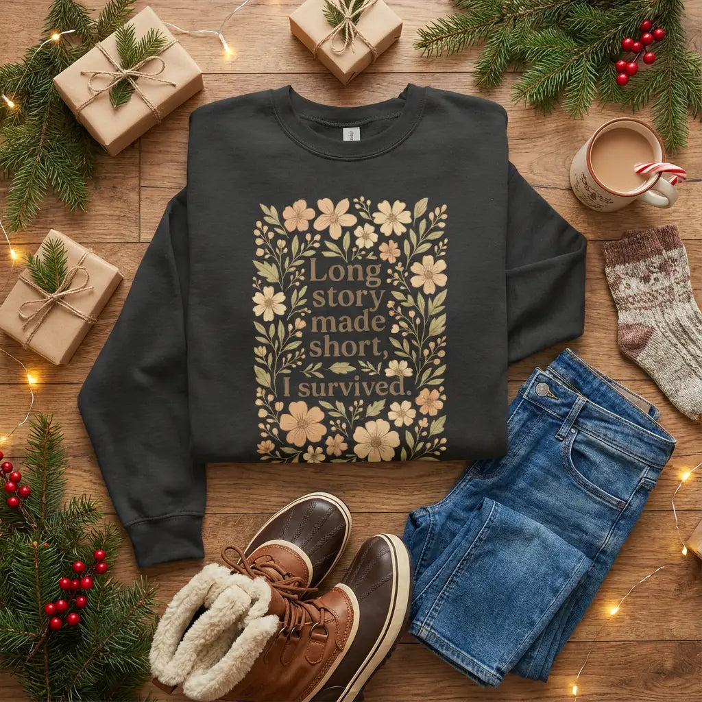 Long Story Made Short, I Survived Unisex garment-dyed fleece crewneck sweatshirt