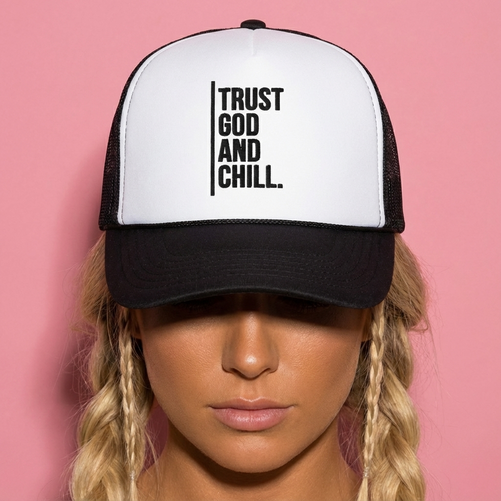 Trust God And Chill Foam trucker hat